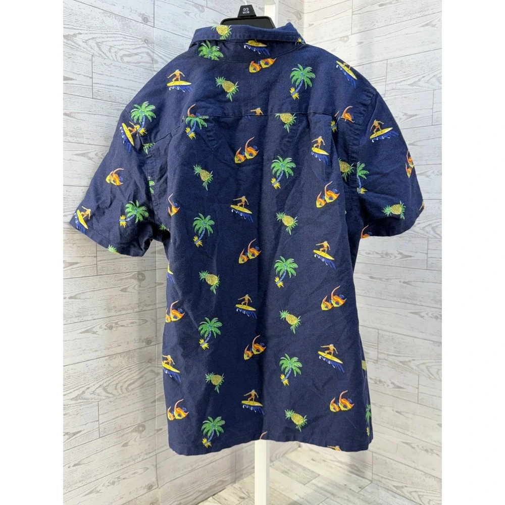 Ralph Lauren Shirt Kids LARGE 14-16 AOP Surf Palm Pineapple Fish Hawaiian Travel